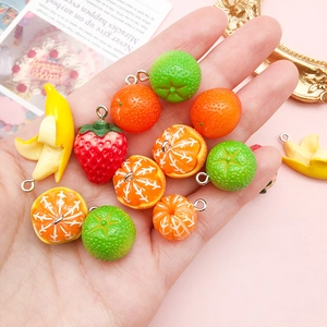 Colorful acrylic fruit charms set with strawberry and citrus for DIY jewelry making crafts