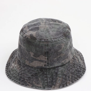 Vintage washed camouflage bucket hat for outdoor hiking and sun protection for adults