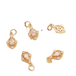14K gold filled teardrop zircon mushroom bell pendant for DIY jewelry making