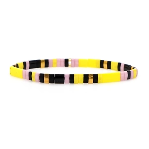 Bohemian rainbow Tila bead bracelet with colorful enamel tile discs for women