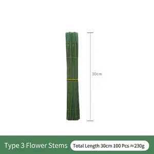 Bundle of 100 green artificial flower stems, 30cm length for floral DIY crafts
