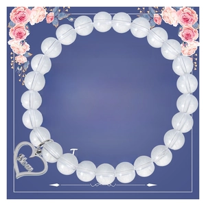 Bracelet en pierre zèbre rose avec pendentif cœur sur carte cadeau pour maman et fleurs