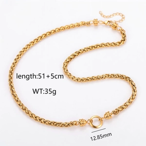 18k gold plated stainless steel hollow basket necklace with adjustable toggle clasp
