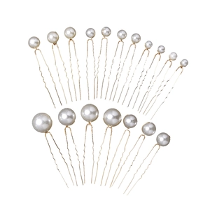 Set of 18 gold pearl hair pins with white pearls for bridal wedding hairstyles