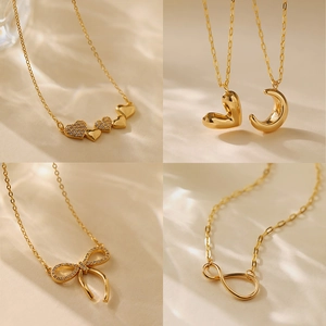 18K Vergoldete Kupferkette Für Damen Mode Zirkonia Herz Schmetterling Unendlichkeit Böser Blick Lebensbaum Anhänger Halskette Schmuck