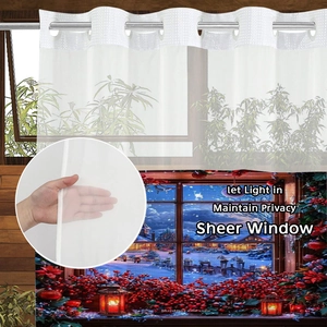 Rideau de douche blanc semi-transparent à œillets pour l'intimité et la lumière