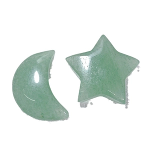Polished green natural crystal moon and star stones for home decor ornaments