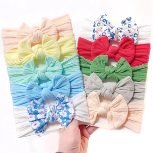 Baby Headbands Nylon Bows Soft Elastic Hair Accessories For Infants Toddlers Newborns Princess Style Floral Solid Colors