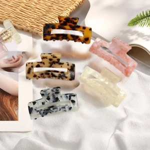 Hair Claw Clips Rectangular Cellulose Acetate Tortoiseshell Leopard Marble Texture Strong Hold Women Hair Accessories