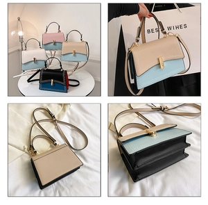 Détails de sacs bandoulière bicolores avec fermoir métallique et bandoulière amovible