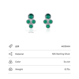S925 Sterling Silber Smaragd Zirkon Ohrstecker mit Kreuzdesign und 4-Zinken-Fassung