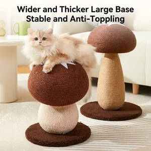 Mushroom-shaped sisal cat scratching post set with a stable wide base for large cats