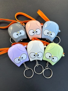 Assorted set of six colorful owl-shaped personal alarms with durable woven lanyards