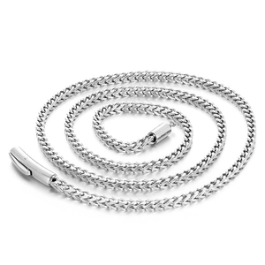 Collier chaîne en os de dragon 3mm en acier inoxydable argenté avec fermoir mousqueton