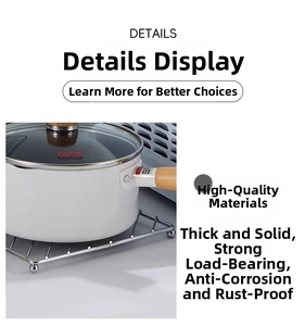 Detail of thickened stainless steel heat insulation trivet with solid wire and ball feet
