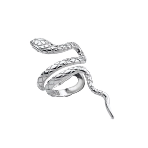 Unique 18k gold plated snake spiral ring with engraved diamond scale texture