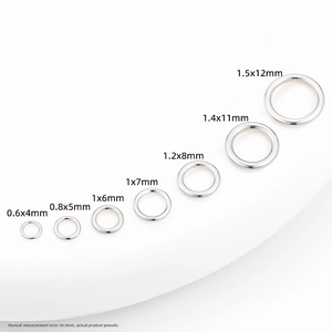 Detailed size guide for stainless steel jump rings ranging from 4mm up to 12mm diameter