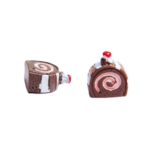 Miniature resin chocolate Swiss roll cake charms for DIY jewelry and dollhouse decor