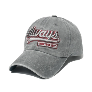 Casquette de baseball vintage gris foncé en coton délavé avec broderie Always