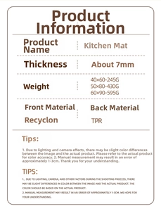 Detailed size guide for Christmas doormat showing thickness, weight, and material specs