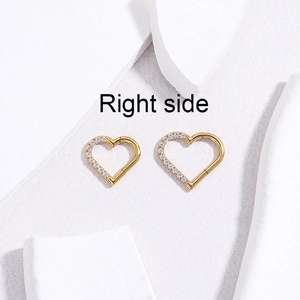 G23 titanium heart-shaped hoop earring with cubic zirconia inlay for cartilage piercing