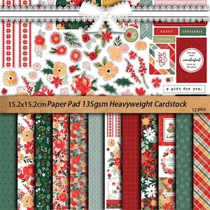 Papel De Material De Scrapbooking Retro De Navidad Para Diario De Basura Patrón Floral Papel Decorativo