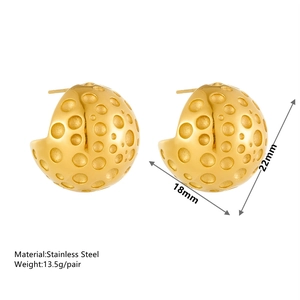 French style hollow water drop earrings in 18k gold plated stainless steel