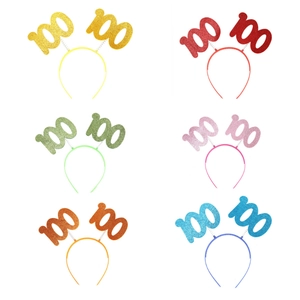 Glitter Sequin 100 Number Headband For Anniversary Celebration Party School Events Plastic Hair Accessory