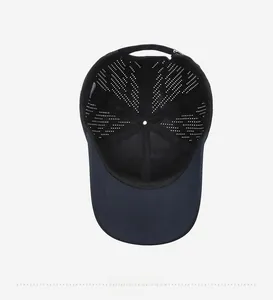 Detail of laser-cut ventilation holes and sweatband inside the quick-dry baseball cap