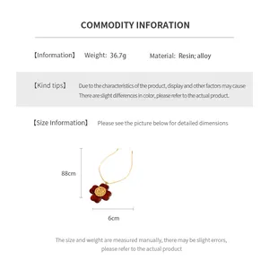 Detailed sizing chart and specifications for the resin flower vintage pendant necklace
