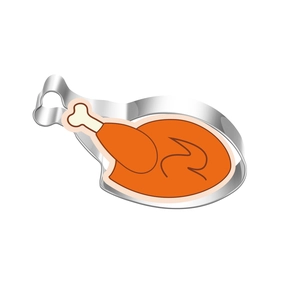 Detail of turkey shaped stainless steel cookie cutter for Thanksgiving DIY baking crafts