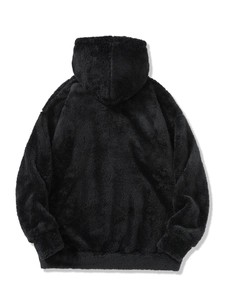 Women Plush Sherpa Fleece Zip Up Hoodie Reversible Warm Thick Casual Solid Color Hooded Sweatshirt Outerwear