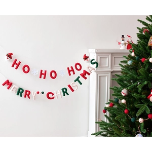 Merry Christmas and Ho Ho Ho felt banner set for festive home fireplace decoration