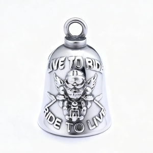 Retro 316L Stainless Steel Guardian Bell Pendant Necklace Biker Motorcycle Live To Ride Engraved Vintage Gothic Jewelry
