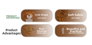 Detail showing plush tiger striped fabric and neat stitching on animal ear hat