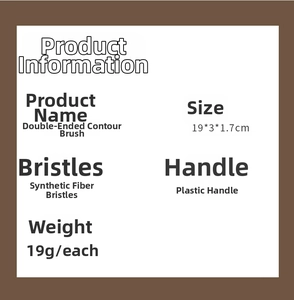 Detailed specifications of the dual-ended contour brush with fiber bristles and plastic handle
