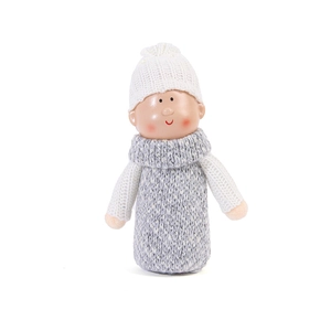 Luminous plush angel girl doll ornament for Christmas tree with white knit sweater
