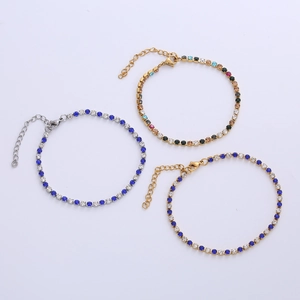 Classic stainless steel tennis chain bracelets with colorful zircon stones in gold and silver