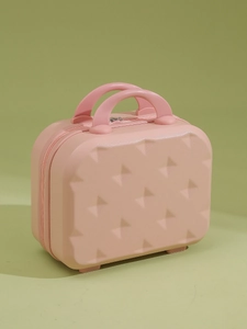 Portable Makeup Case Mini Suitcase ABS PC Hard Shell Waterproof Wear Resistant Geometric Texture Travel Toiletry Storage Box