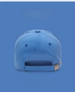 Detail view of the washed cotton baseball cap with adjustable metal buckle back closure