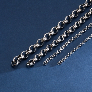 Polished silver stainless steel round pearl chains in four different thickness sizes