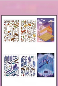 Detail view of Coffee and Deep Sea themed PET sticker sets with background cards