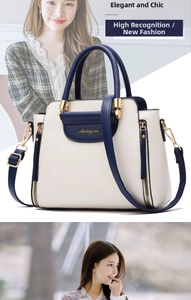 Detailed macro view of the gold zipper and Pahajim brand logo on the color-block handbag