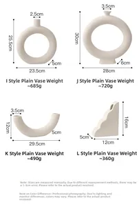 Spécifications de taille et poids pour vases en céramique abstraits minimalistes en quatre styles