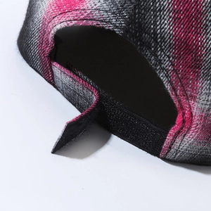 Adjustable back detail of plaid baseball cap with velcro strap for men and women