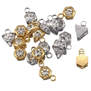Pendenti geometrici in acciaio inossidabile con cristalli in finiture oro e argento