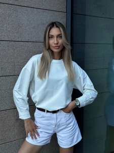 T-shirt classica bianca a maniche lunghe 100% cotone da donna in stile casual minimal