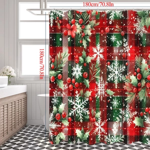 Tableau de taille détaillé montrant le rideau de douche de Noël rouge 180x180cm