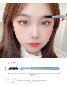 Detailed measurement of eyebrow brush with 130mm length and 25mm spiral bristle head