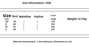 Size chart table for minimalist halter neck midi dress showing XS-L bust and length details